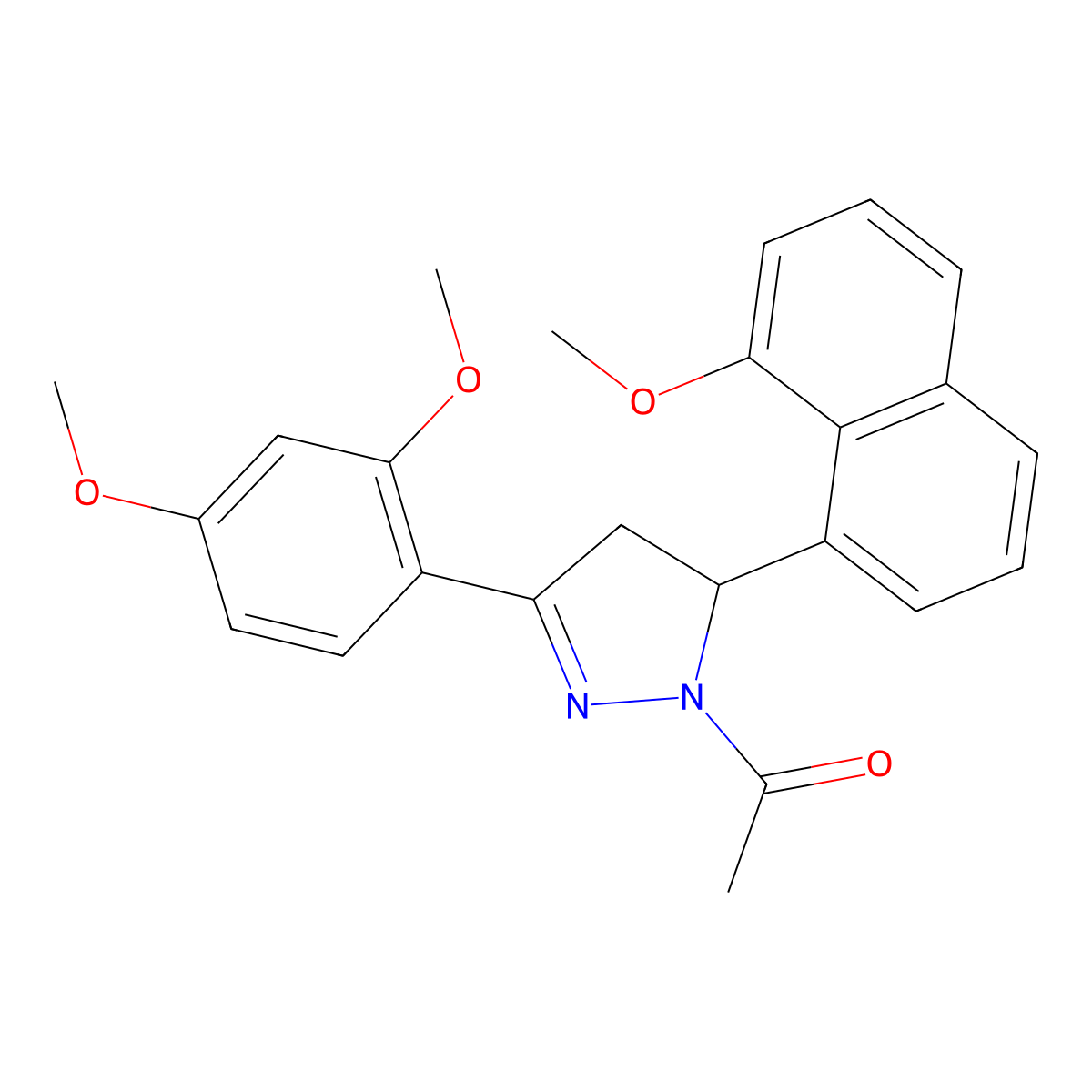 1-(3-(2,4-dimethoxyphenyl)-5-(8-methoxynaphthalen-1-yl)-4,5-dihydro-1H-pyrazol-1-yl)ethanone molecular structure, CAS 1797883-63-6