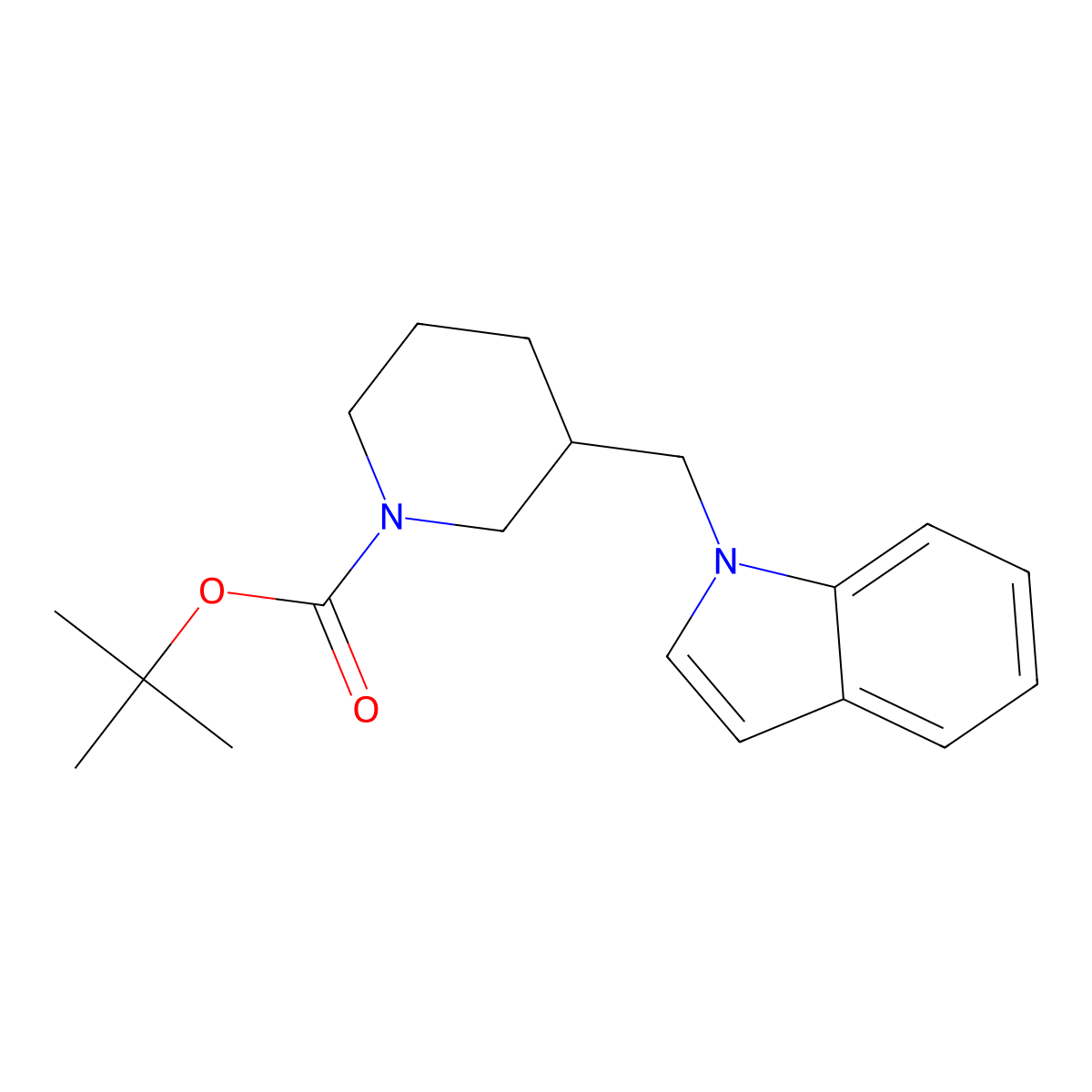 Tert-butyl 3-(indol-1-ylmethyl)piperidine-1-carboxylate molecular structure, CAS 1797883-75-0
