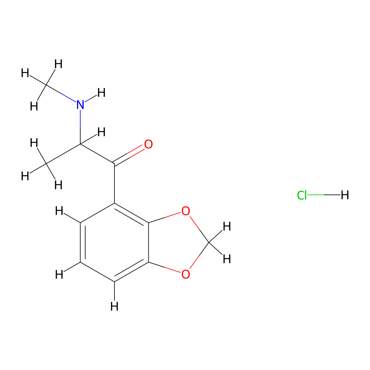 2,3-Methylenedioxymethcathinone hydrochloride molecular structure, CAS 1797884-10-6
