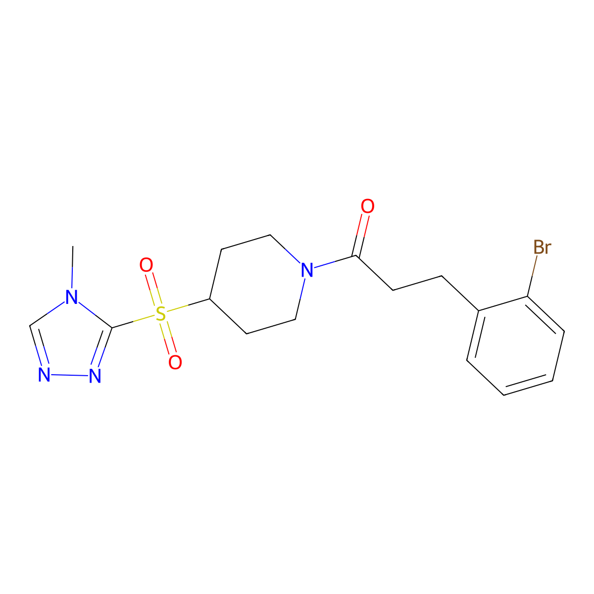 3-(2-bromophenyl)-1-(4-((4-methyl-4H-1,2,4-triazol-3-yl)sulfonyl)piperidin-1-yl)propan-1-one molecular structure, CAS 1797884-68-4