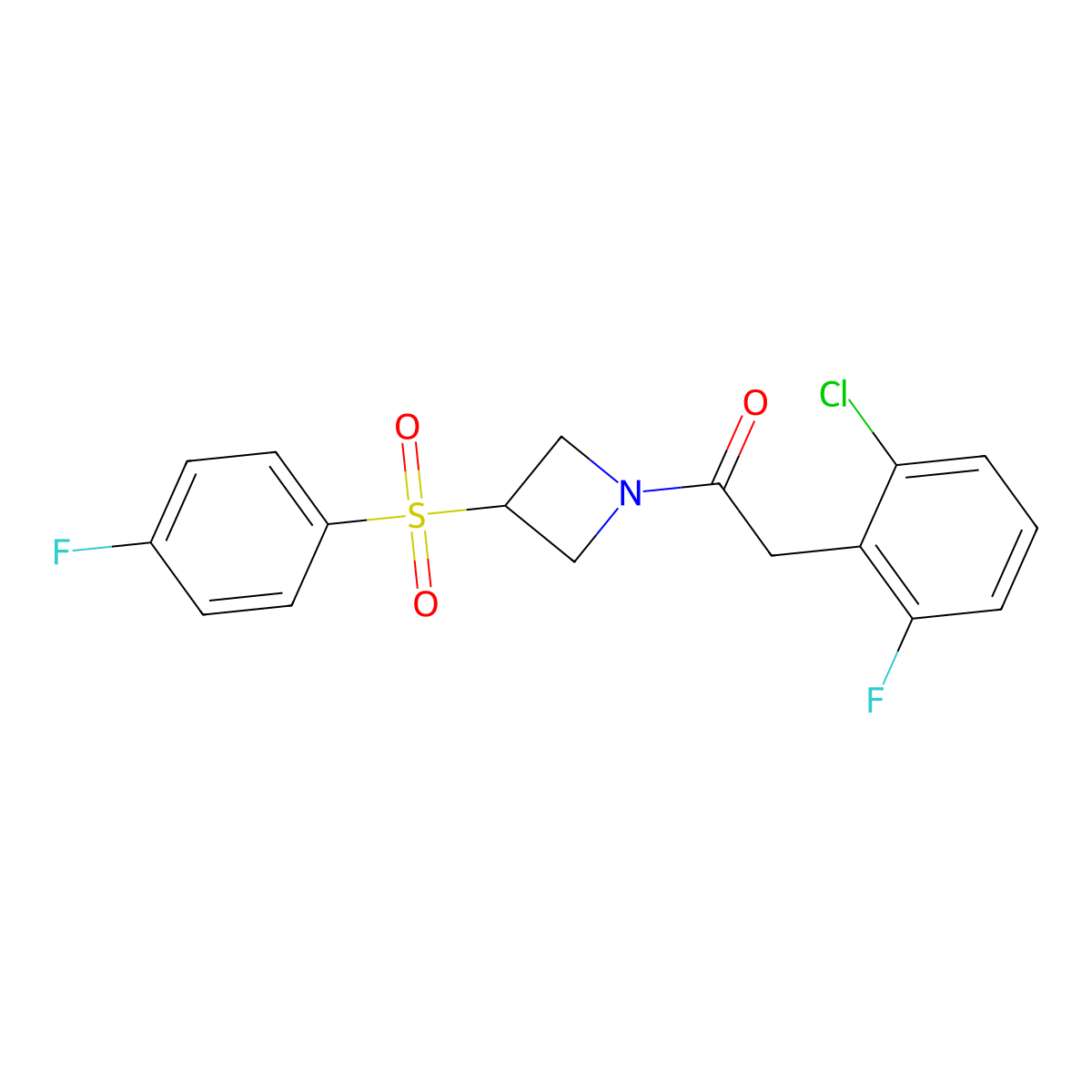 2-(2-Chloro-6-fluorophenyl)-1-(3-((4-fluorophenyl)sulfonyl)azetidin-1-yl)ethanone molecular structure, CAS 1797884-71-9