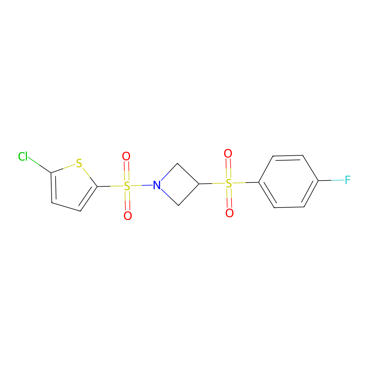 1-((5-Chlorothiophen-2-yl)sulfonyl)-3-((4-fluorophenyl)sulfonyl)azetidine molecular structure, CAS 1797884-88-8