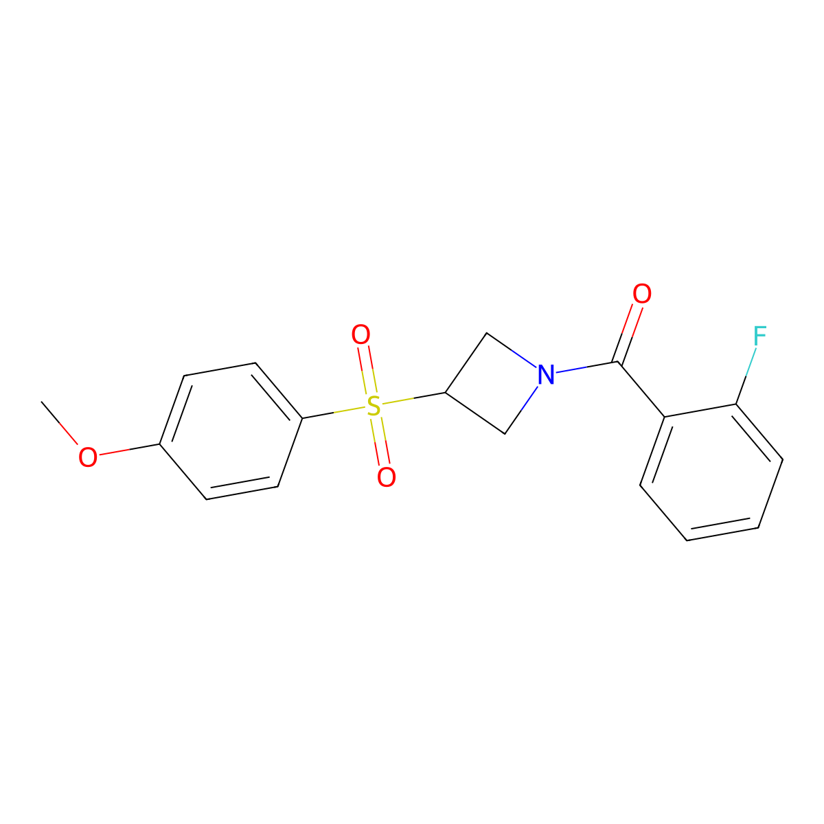 (2-Fluorophenyl)(3-((4-methoxyphenyl)sulfonyl)azetidin-1-yl)methanone molecular structure, CAS 1797884-93-5