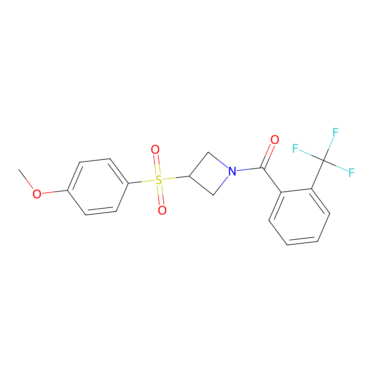 (3-((4-Methoxyphenyl)sulfonyl)azetidin-1-yl)(2-(trifluoromethyl)phenyl)methanone molecular structure, CAS 1797885-04-1