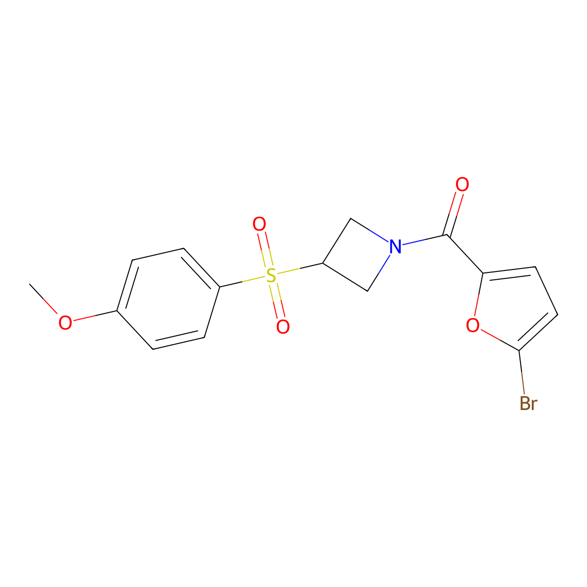 (5-Bromofuran-2-yl)(3-((4-methoxyphenyl)sulfonyl)azetidin-1-yl)methanone molecular structure, CAS 1797885-16-5