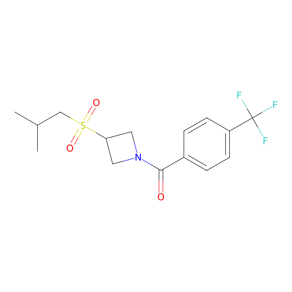 (3-(Isobutylsulfonyl)azetidin-1-yl)(4-(trifluoromethyl)phenyl)methanone molecular structure, CAS 1797885-80-3