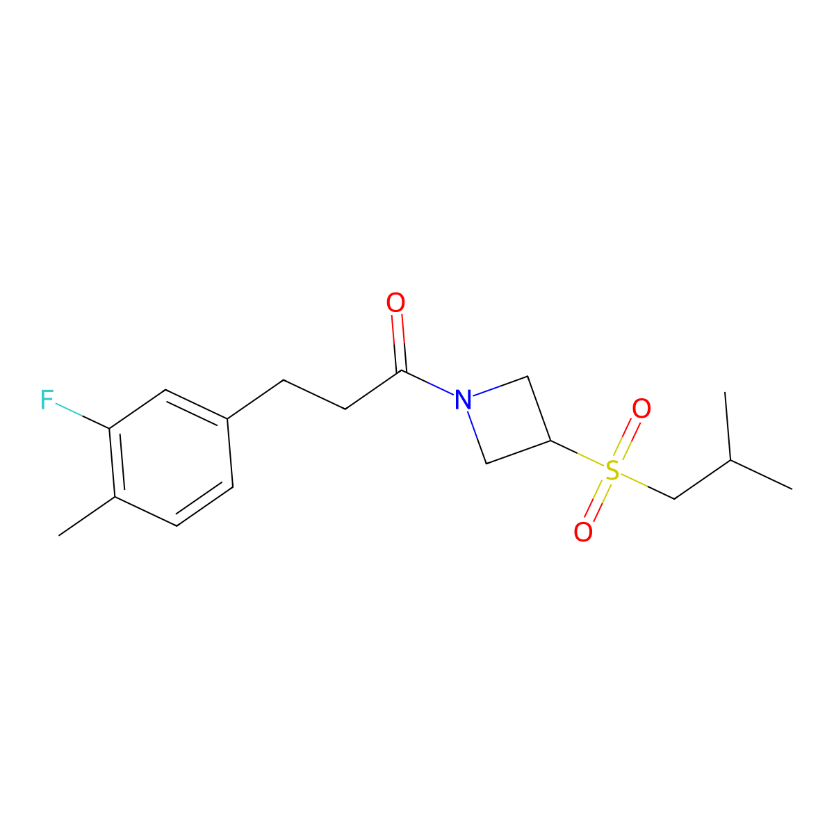3-(3-Fluoro-4-methylphenyl)-1-(3-(isobutylsulfonyl)azetidin-1-yl)propan-1-one molecular structure, CAS 1797885-85-8