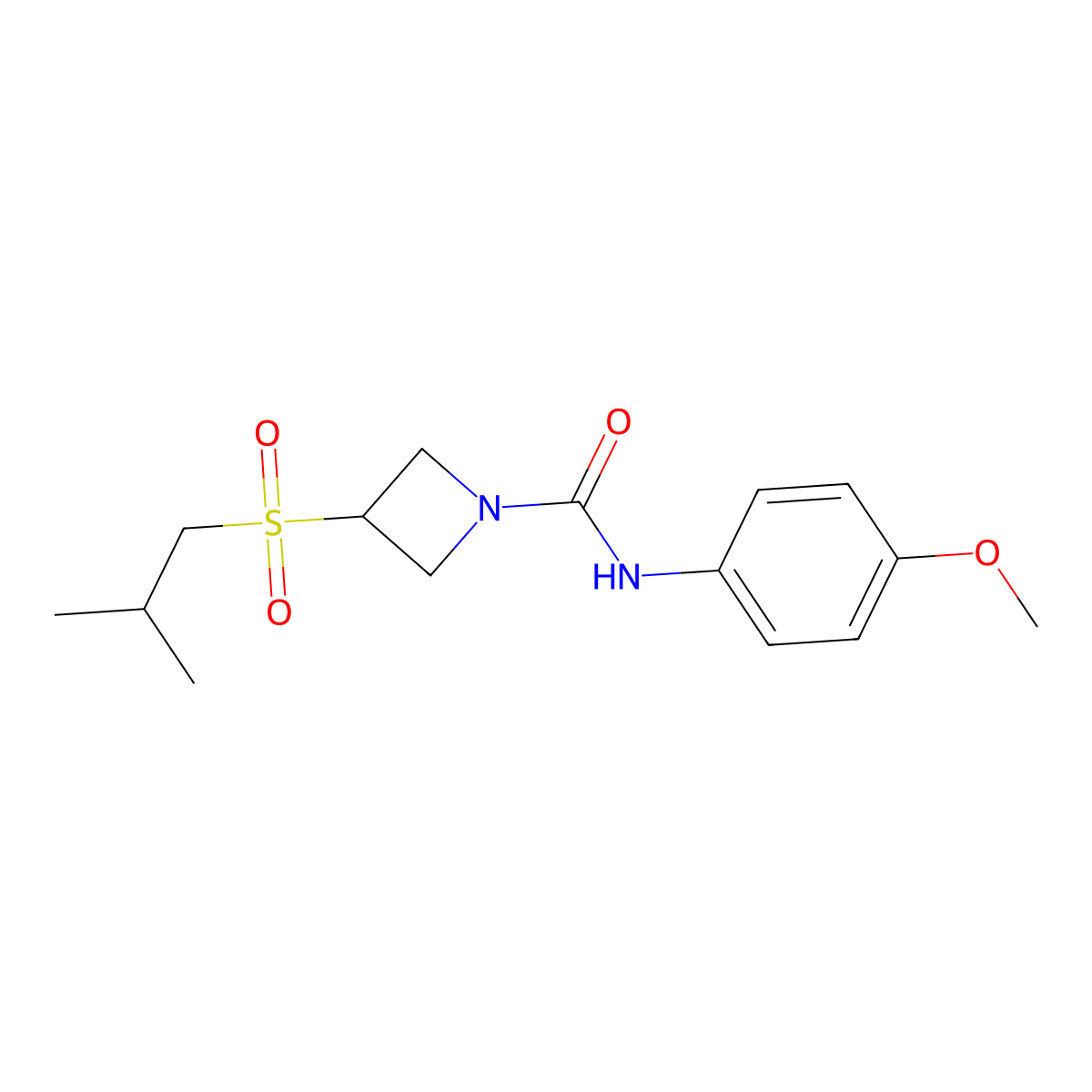 3-(isobutylsulfonyl)-N-(4-methoxyphenyl)azetidine-1-carboxamide molecular structure, CAS 1797886-14-6