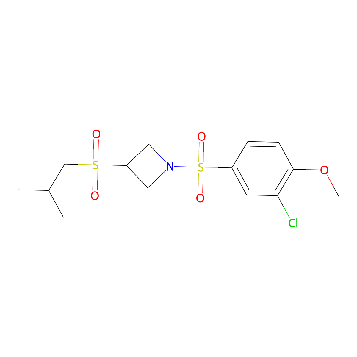 1-((3-Chloro-4-methoxyphenyl)sulfonyl)-3-(isobutylsulfonyl)azetidine molecular structure, CAS 1797886-29-3