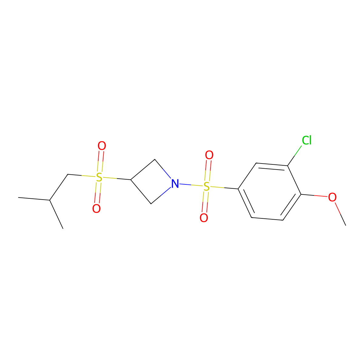 1-((3-Chloro-4-methoxyphenyl)sulfonyl)-3-(isobutylsulfonyl)azetidine molecular structure, CAS 1797886-29-3
