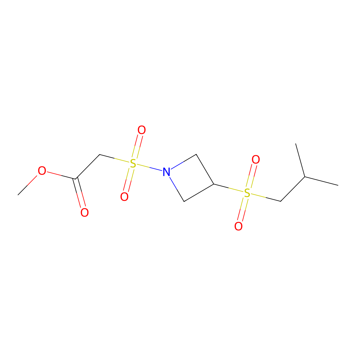 Methyl 2-((3-(isobutylsulfonyl)azetidin-1-yl)sulfonyl)acetate molecular structure, CAS 1797886-44-2