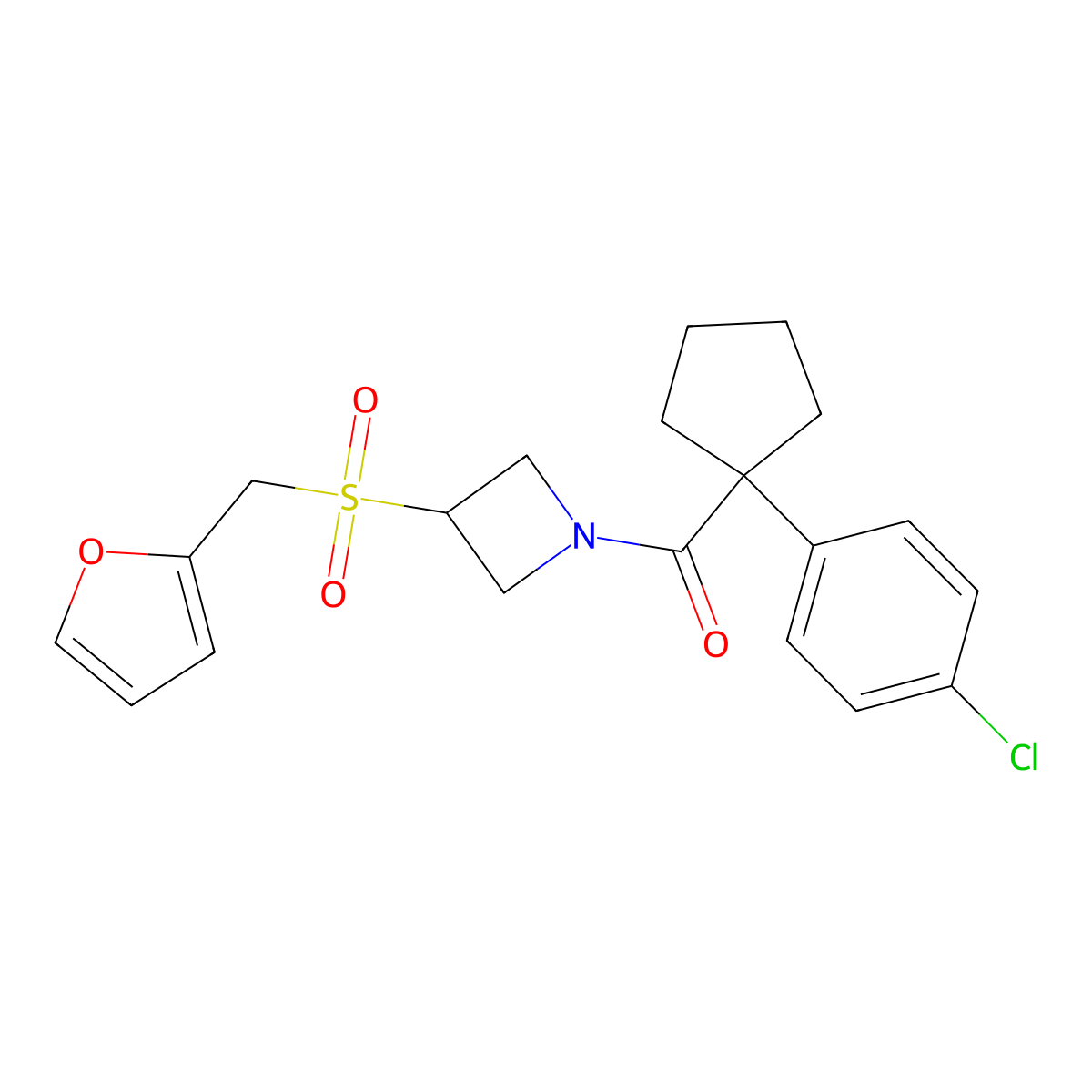 (1-(4-Chlorophenyl)cyclopentyl)(3-((furan-2-ylmethyl)sulfonyl)azetidin-1-yl)methanone molecular structure, CAS 1797886-60-2