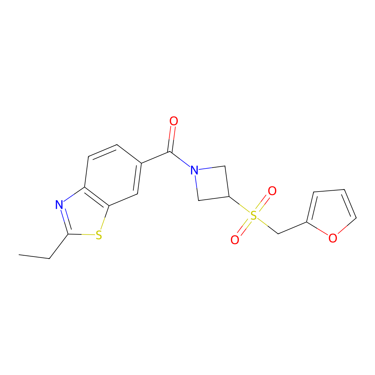 (2-Ethylbenzo[d]thiazol-6-yl)(3-((furan-2-ylmethyl)sulfonyl)azetidin-1-yl)methanone molecular structure, CAS 1797886-76-0