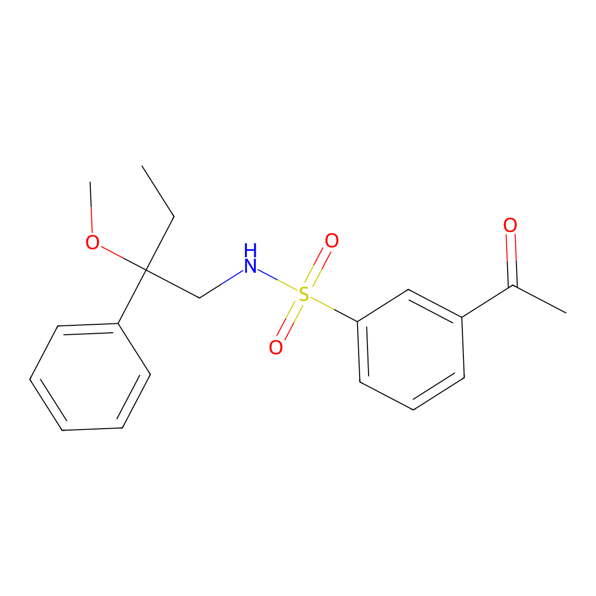 3-acetyl-N-(2-methoxy-2-phenylbutyl)benzenesulfonamide molecular structure, CAS 1797887-03-6
