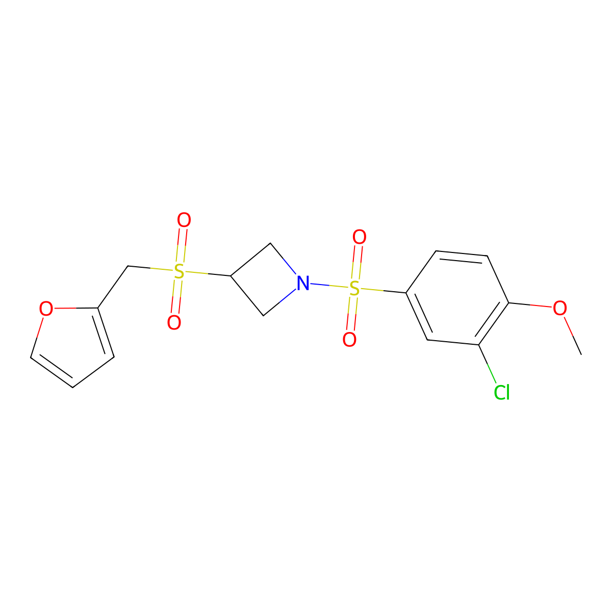 1-((3-Chloro-4-methoxyphenyl)sulfonyl)-3-((furan-2-ylmethyl)sulfonyl)azetidine molecular structure, CAS 1797887-14-9