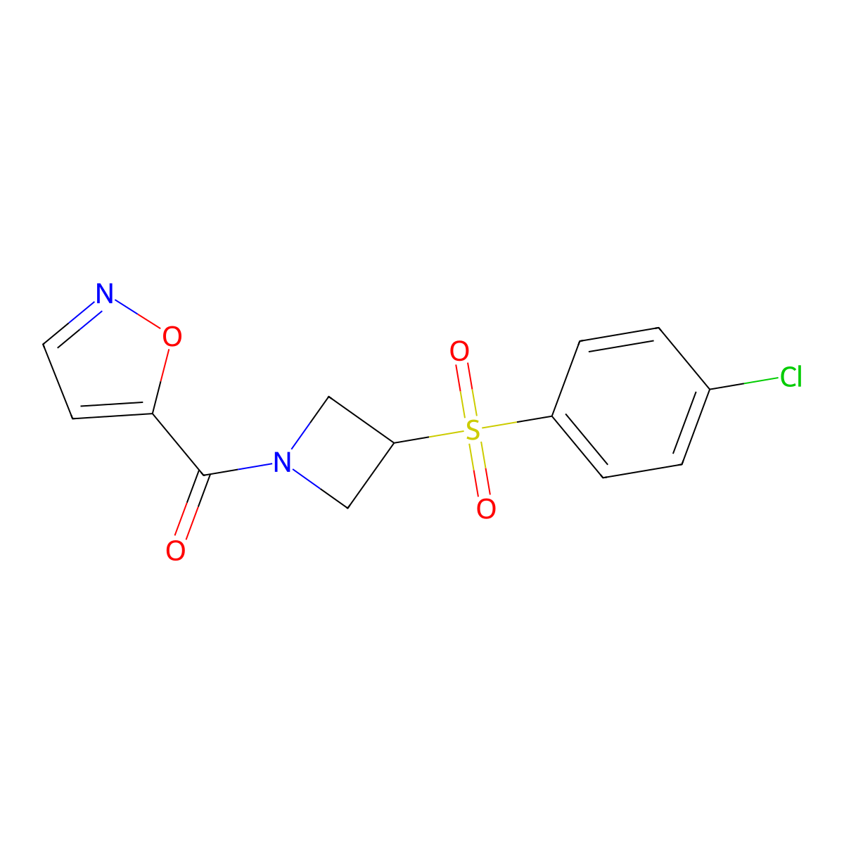 (3-((4-Chlorophenyl)sulfonyl)azetidin-1-yl)(isoxazol-5-yl)methanone molecular structure, CAS 1797887-21-8