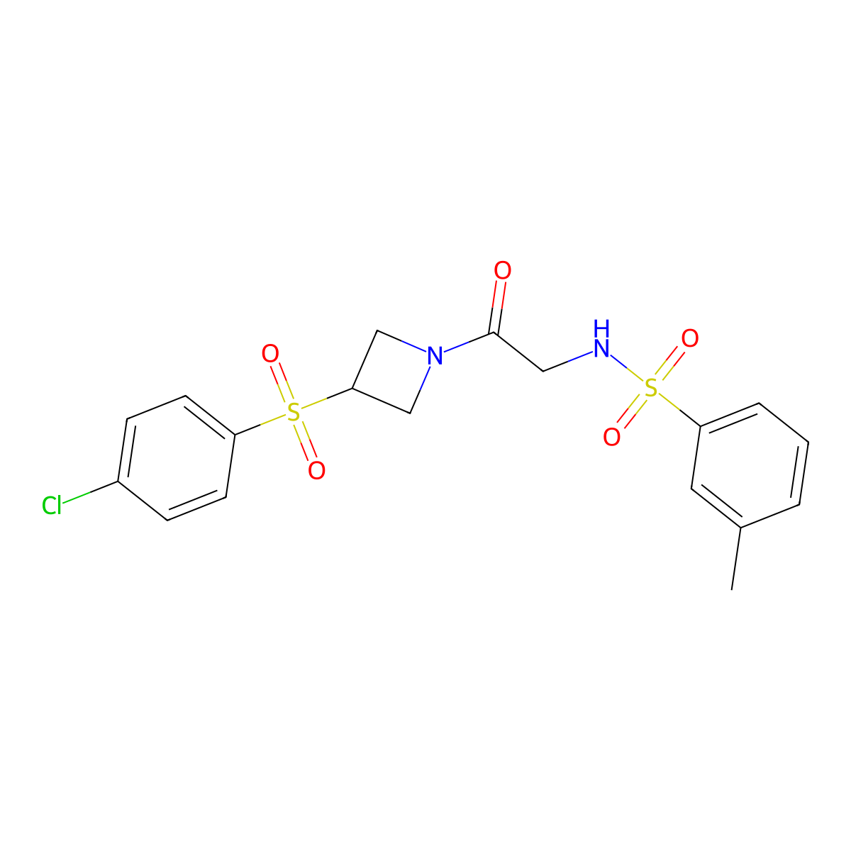 N-(2-(3-((4-chlorophenyl)sulfonyl)azetidin-1-yl)-2-oxoethyl)-3-methylbenzenesulfonamide molecular structure, CAS 1797887-48-9