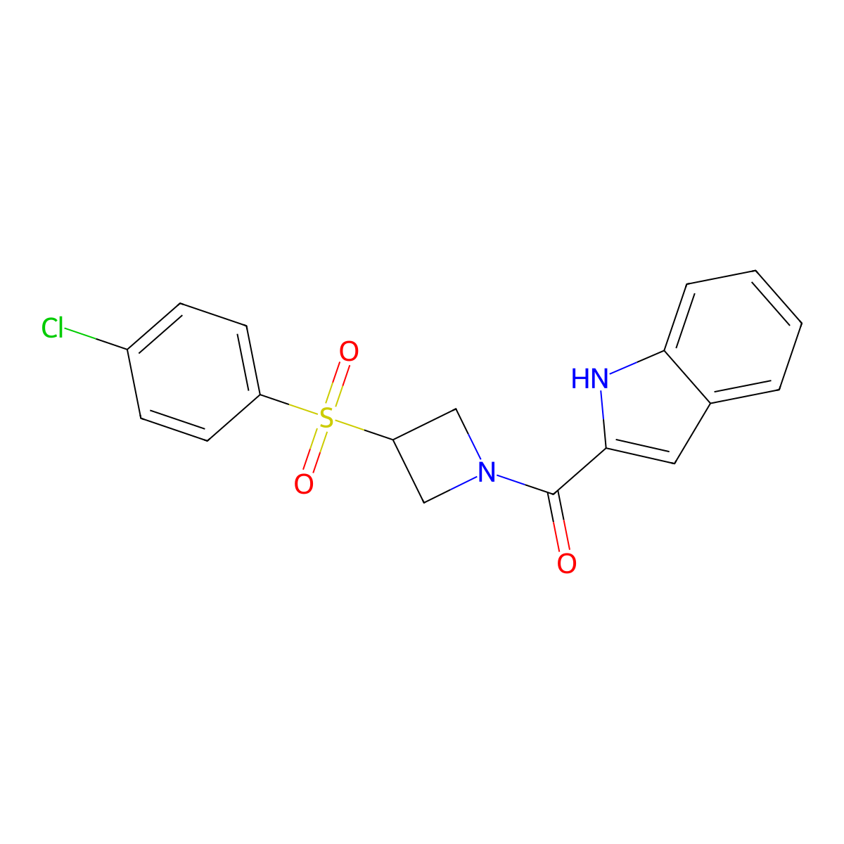 (3-((4-chlorophenyl)sulfonyl)azetidin-1-yl)(1H-indol-2-yl)methanone molecular structure, CAS 1797887-57-0