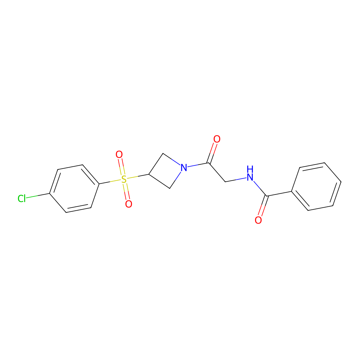 N-(2-(3-((4-chlorophenyl)sulfonyl)azetidin-1-yl)-2-oxoethyl)benzamide molecular structure, CAS 1797887-76-3