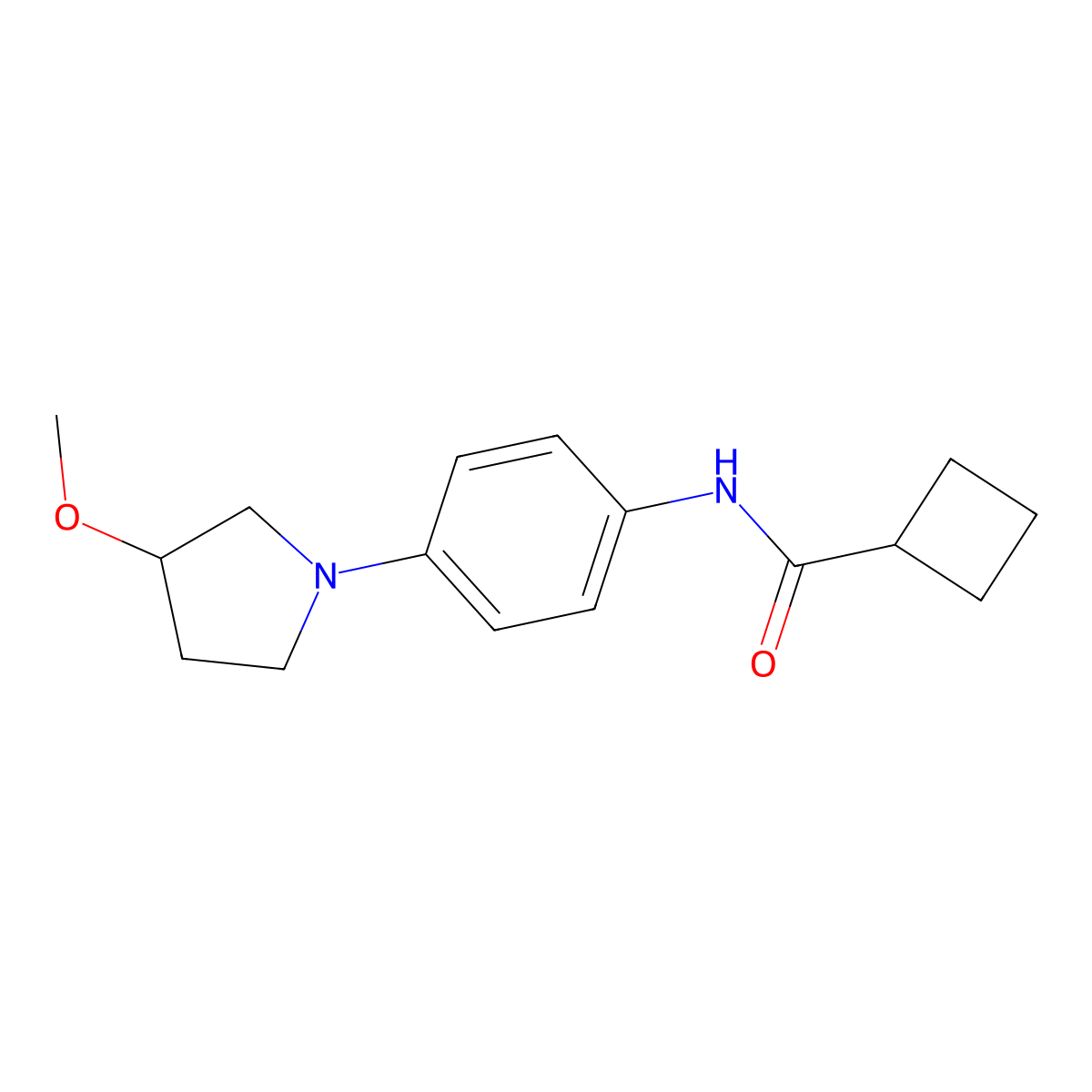 N-(4-(3-methoxypyrrolidin-1-yl)phenyl)cyclobutanecarboxamide molecular structure, CAS 1797887-93-4