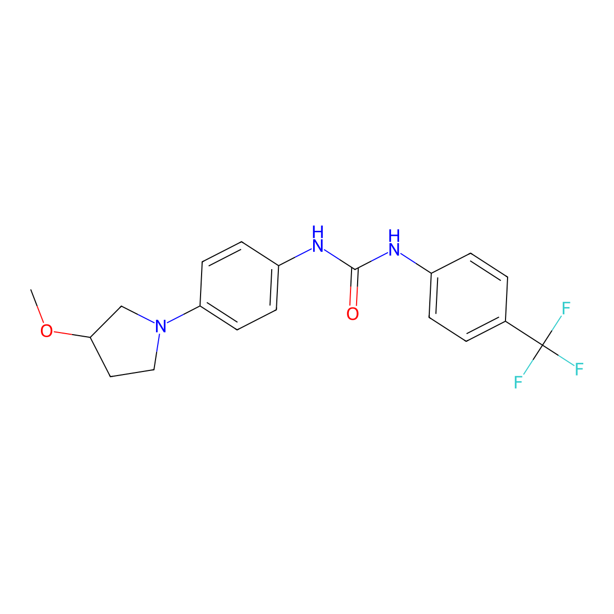 1-(4-(3-Methoxypyrrolidin-1-yl)phenyl)-3-(4-(trifluoromethyl)phenyl)urea molecular structure, CAS 1797888-58-4
