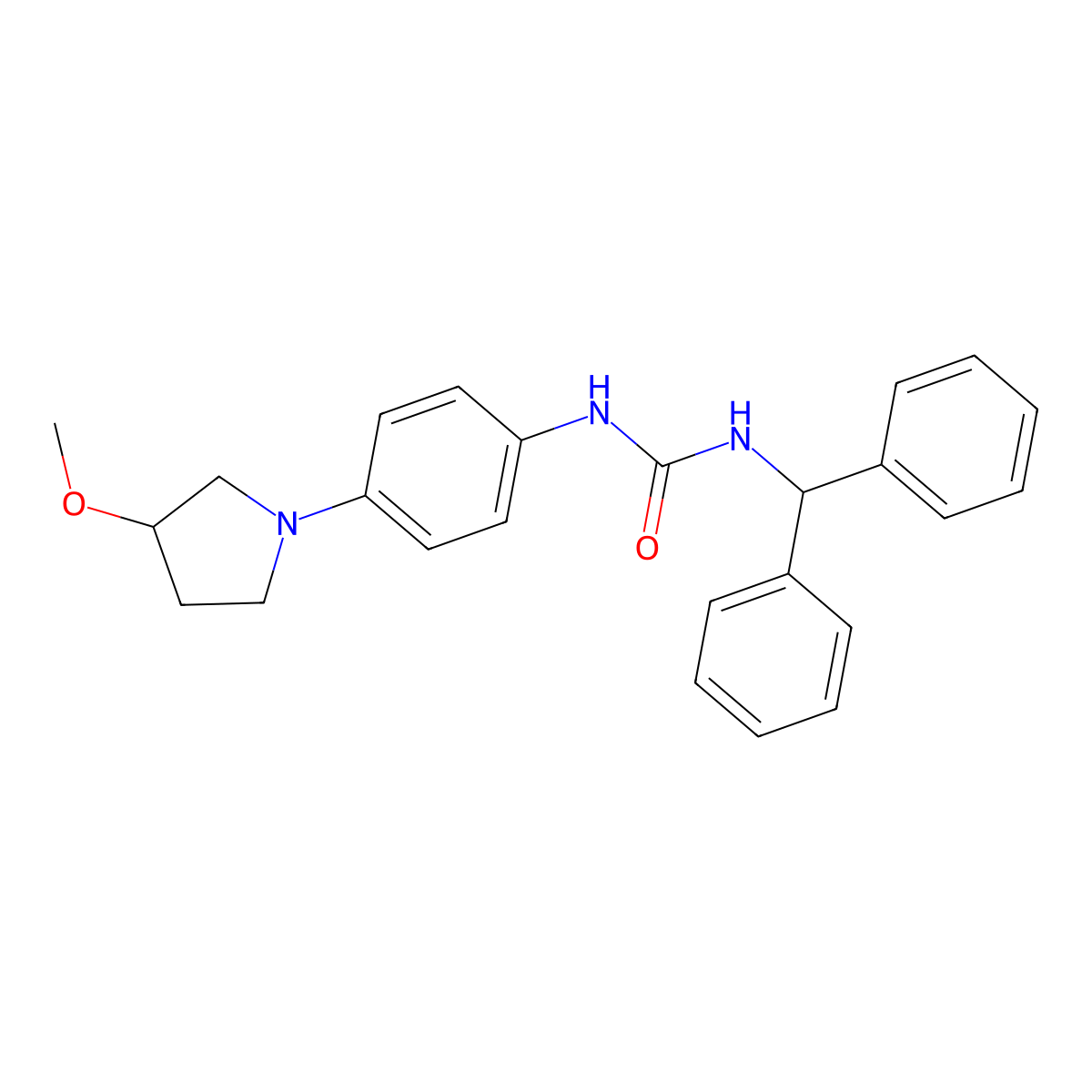 1-Benzhydryl-3-(4-(3-methoxypyrrolidin-1-yl)phenyl)urea molecular structure, CAS 1797888-66-4