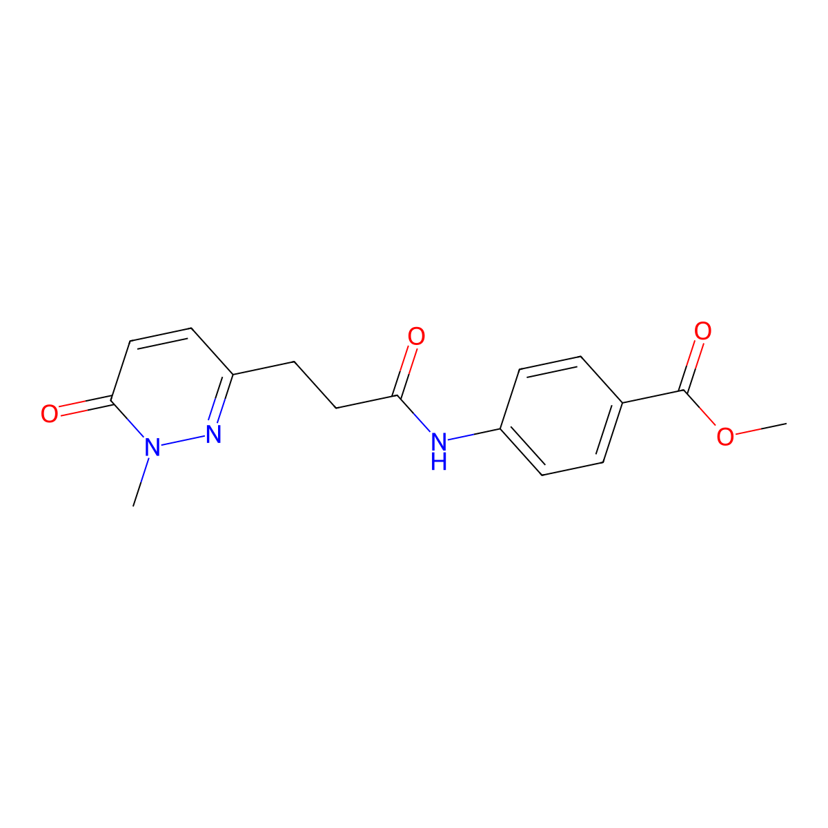 Methyl 4-(3-(1-methyl-6-oxo-1,6-dihydropyridazin-3-yl)propanamido)benzoate molecular structure, CAS 1797888-70-0