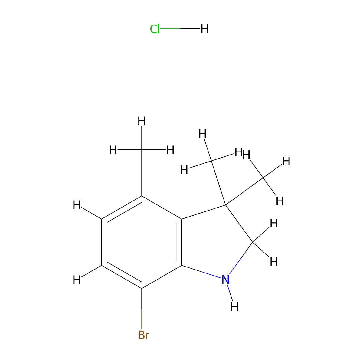 7-bromo-3,3,4-trimethyl-2,3-dihydro-1H-indole hydrochloride molecular structure, CAS 1797888-79-9
