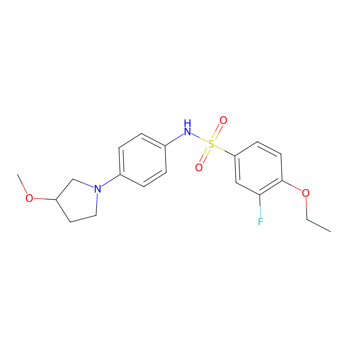 4-ethoxy-3-fluoro-N-(4-(3-methoxypyrrolidin-1-yl)phenyl)benzenesulfonamide molecular structure, CAS 1797888-84-6