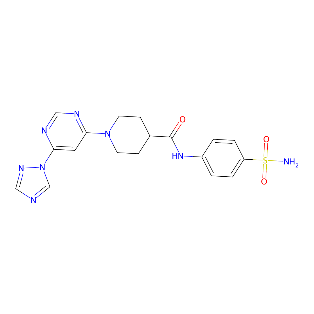 1-(6-(1H-1,2,4-triazol-1-yl)pyrimidin-4-yl)-N-(4-sulfamoylphenyl)piperidine-4-carboxamide molecular structure, CAS 1797888-95-9
