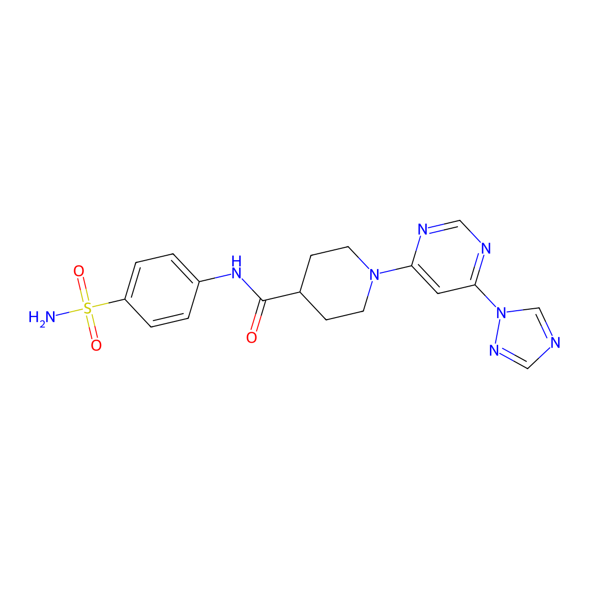 1-(6-(1H-1,2,4-triazol-1-yl)pyrimidin-4-yl)-N-(4-sulfamoylphenyl)piperidine-4-carboxamide molecular structure, CAS 1797888-95-9