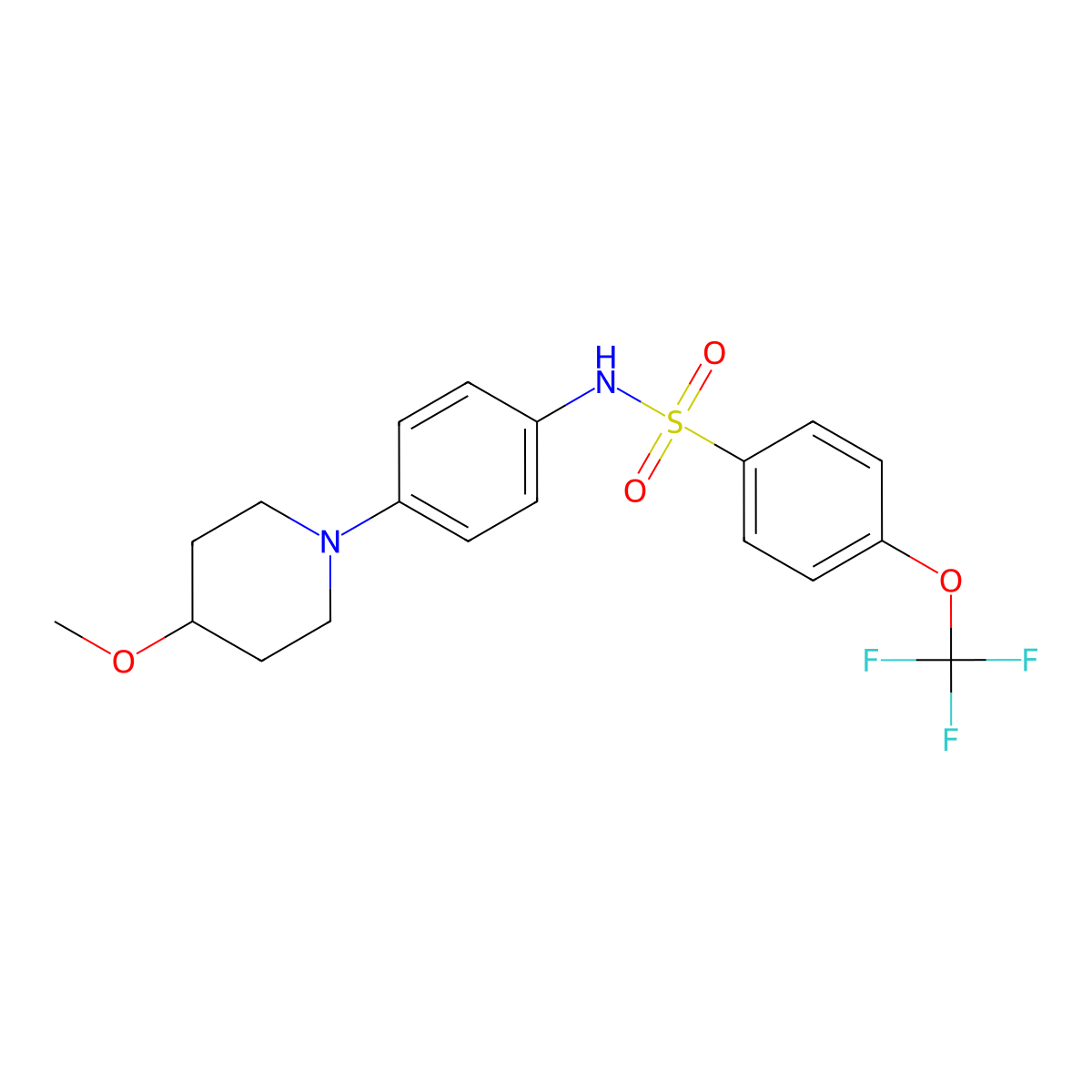 N-(4-(4-methoxypiperidin-1-yl)phenyl)-4-(trifluoromethoxy)benzenesulfonamide molecular structure, CAS 1797889-04-3