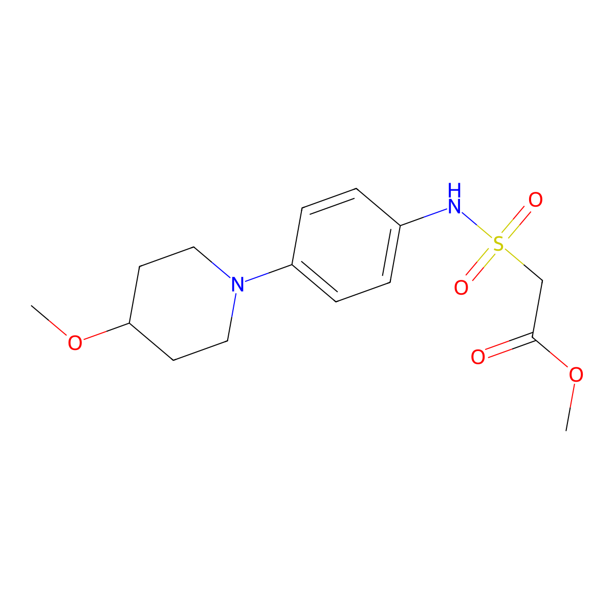 methyl 2-(N-(4-(4-methoxypiperidin-1-yl)phenyl)sulfamoyl)acetate molecular structure, CAS 1797889-14-5