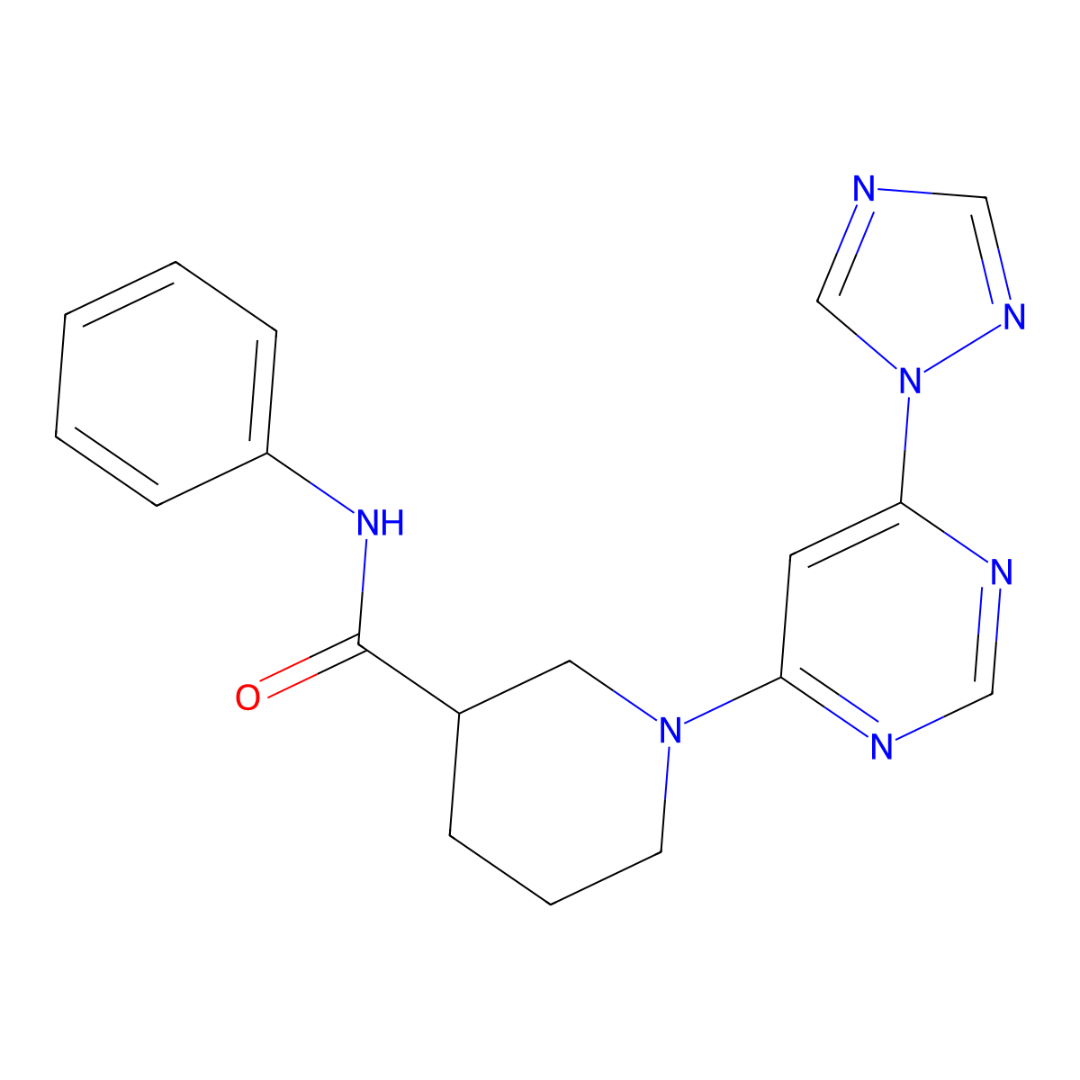 1-(6-(1H-1,2,4-triazol-1-yl)pyrimidin-4-yl)-N-phenylpiperidine-3-carboxamide molecular structure, CAS 1797889-22-5