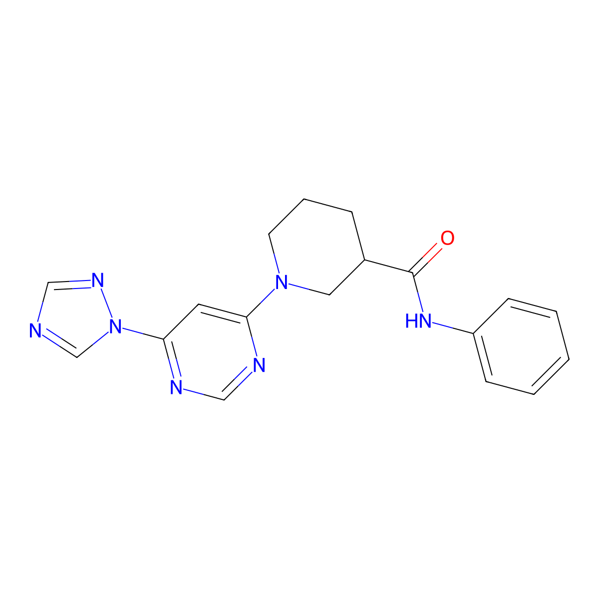 1-(6-(1H-1,2,4-triazol-1-yl)pyrimidin-4-yl)-N-phenylpiperidine-3-carboxamide molecular structure, CAS 1797889-22-5