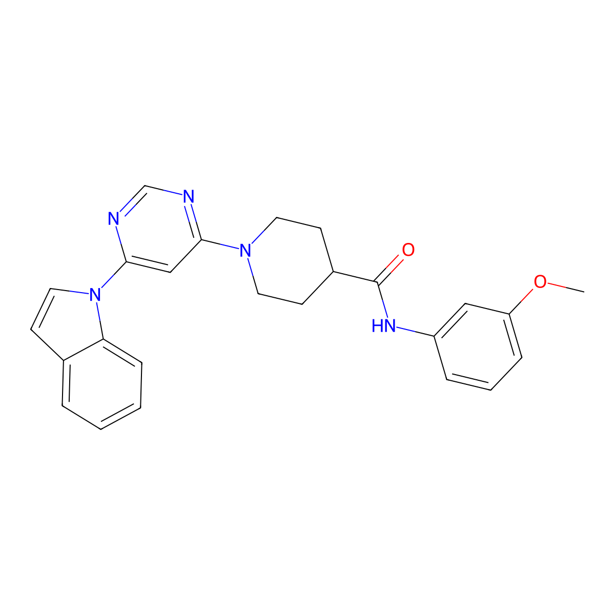 1-(6-(1H-indol-1-yl)pyrimidin-4-yl)-N-(3-methoxyphenyl)piperidine-4-carboxamide molecular structure, CAS 1797889-33-8
