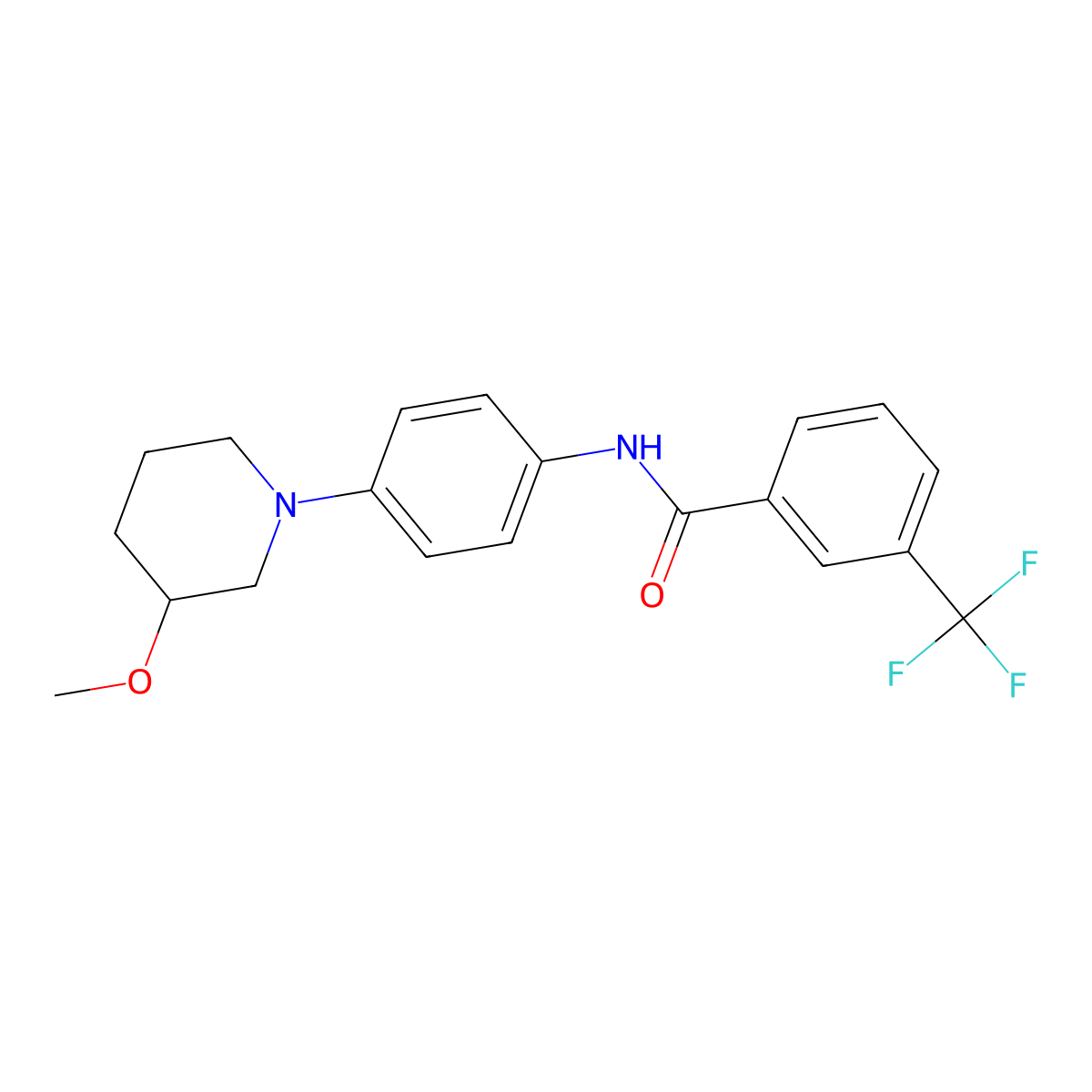 N-[4-(3-Methoxypiperidin-1-YL)phenyl]-3-(trifluoromethyl)benzamide molecular structure, CAS 1797889-60-1