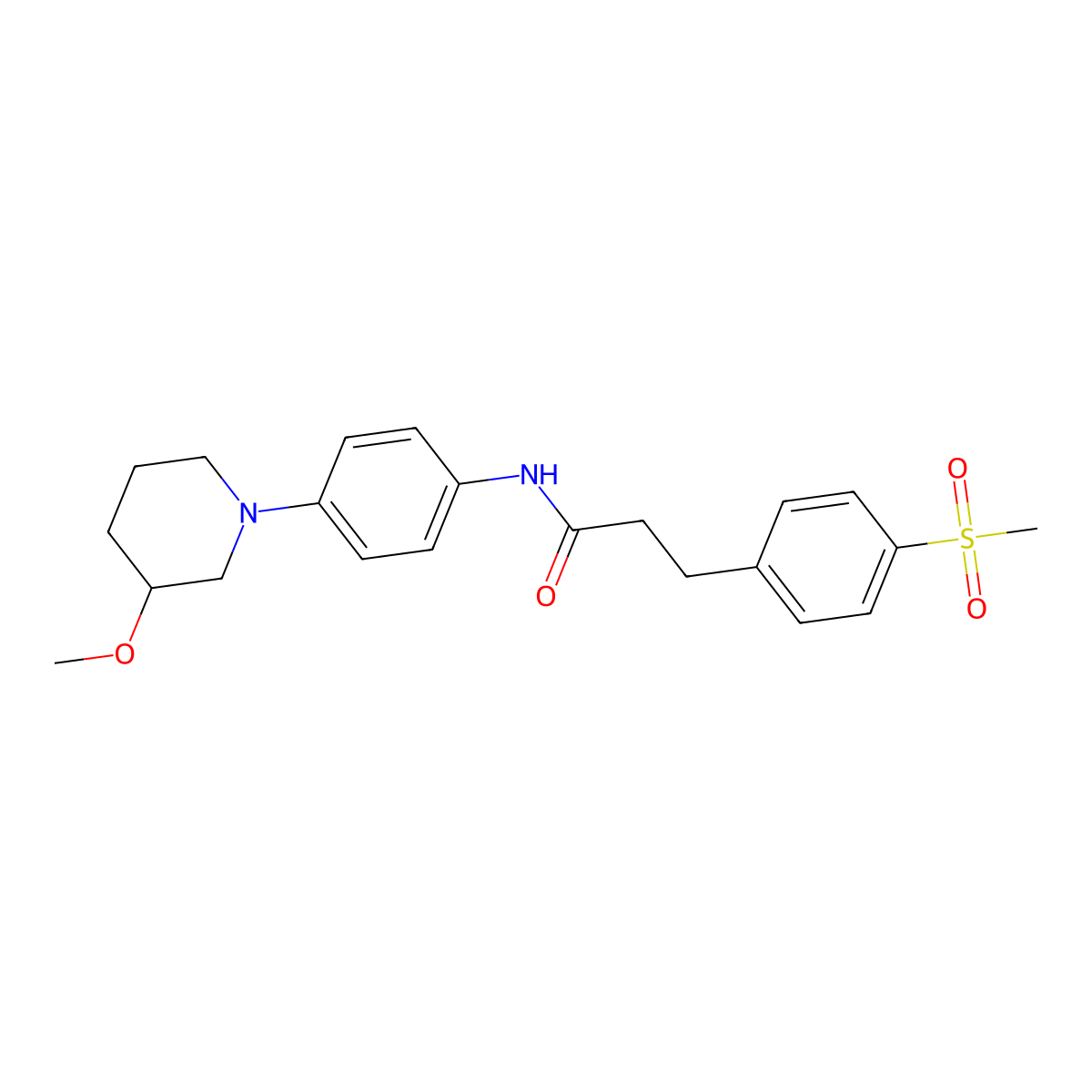 N-(4-(3-methoxypiperidin-1-yl)phenyl)-3-(4-(methylsulfonyl)phenyl)propanamide molecular structure, CAS 1797889-64-5