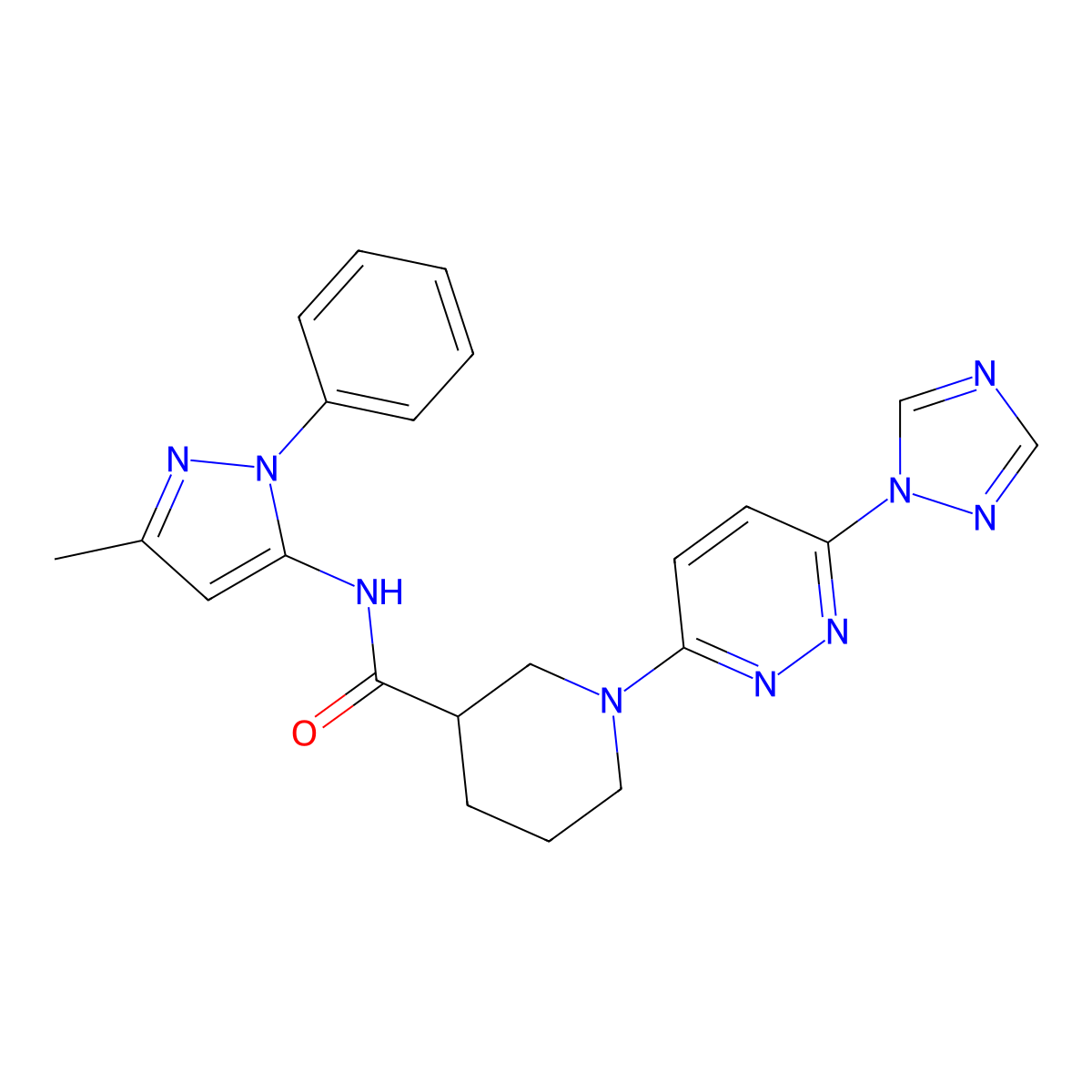 N-(3-methyl-1-phenyl-1H-pyrazol-5-yl)-1-[6-(1H-1,2,4-triazol-1-yl)pyridazin-3-yl]piperidine-3-carboxamide molecular structure, CAS 1797889-66-7