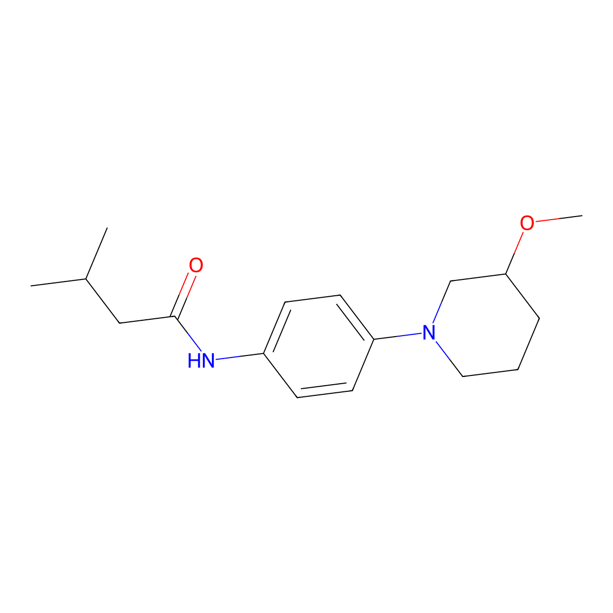 N-(4-(3-methoxypiperidin-1-yl)phenyl)-3-methylbutanamide molecular structure, CAS 1797889-69-0