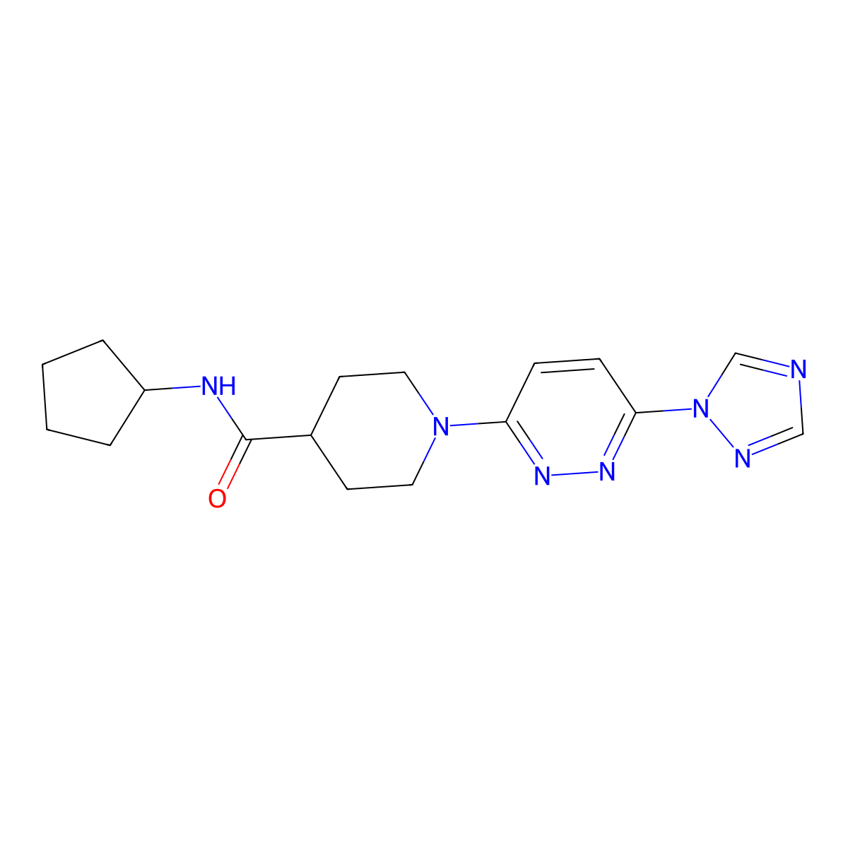 1-(6-(1H-1,2,4-triazol-1-yl)pyridazin-3-yl)-N-cyclopentylpiperidine-4-carboxamide molecular structure, CAS 1797889-71-4