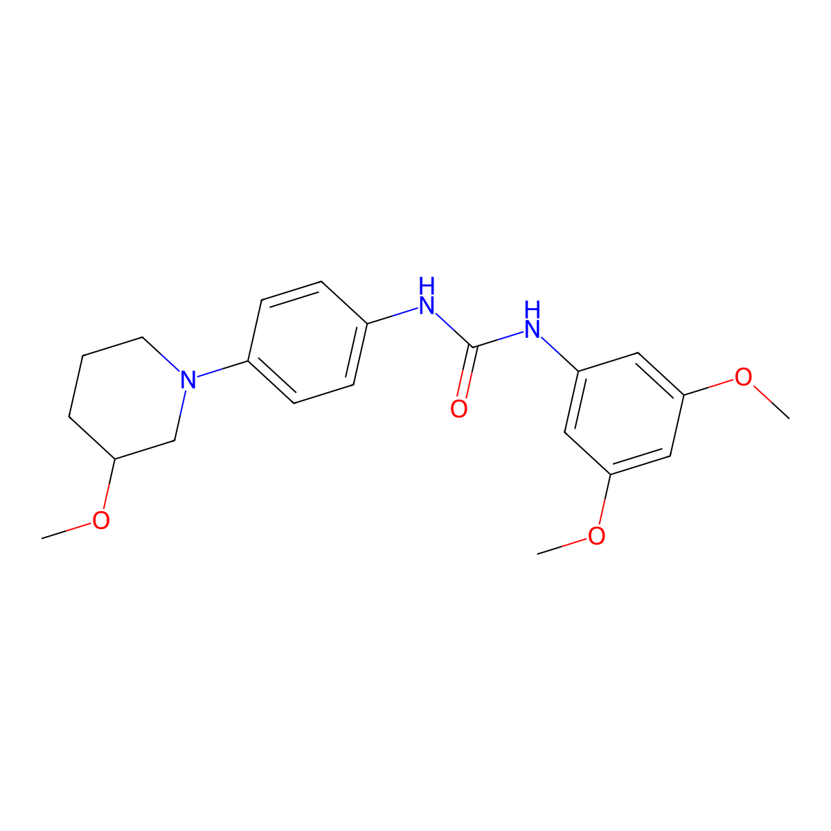 1-(3,5-Dimethoxyphenyl)-3-(4-(3-methoxypiperidin-1-yl)phenyl)urea molecular structure, CAS 1797889-75-8