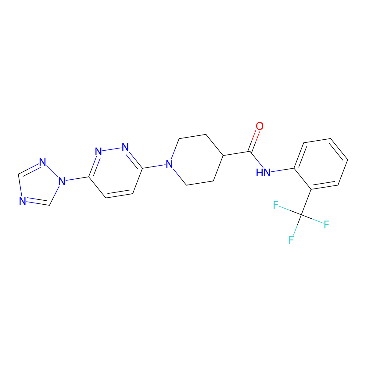 1-[6-(1H-1,2,4-triazol-1-yl)pyridazin-3-yl]-N-[2-(trifluoromethyl)phenyl]piperidine-4-carboxamide molecular structure, CAS 1797889-76-9