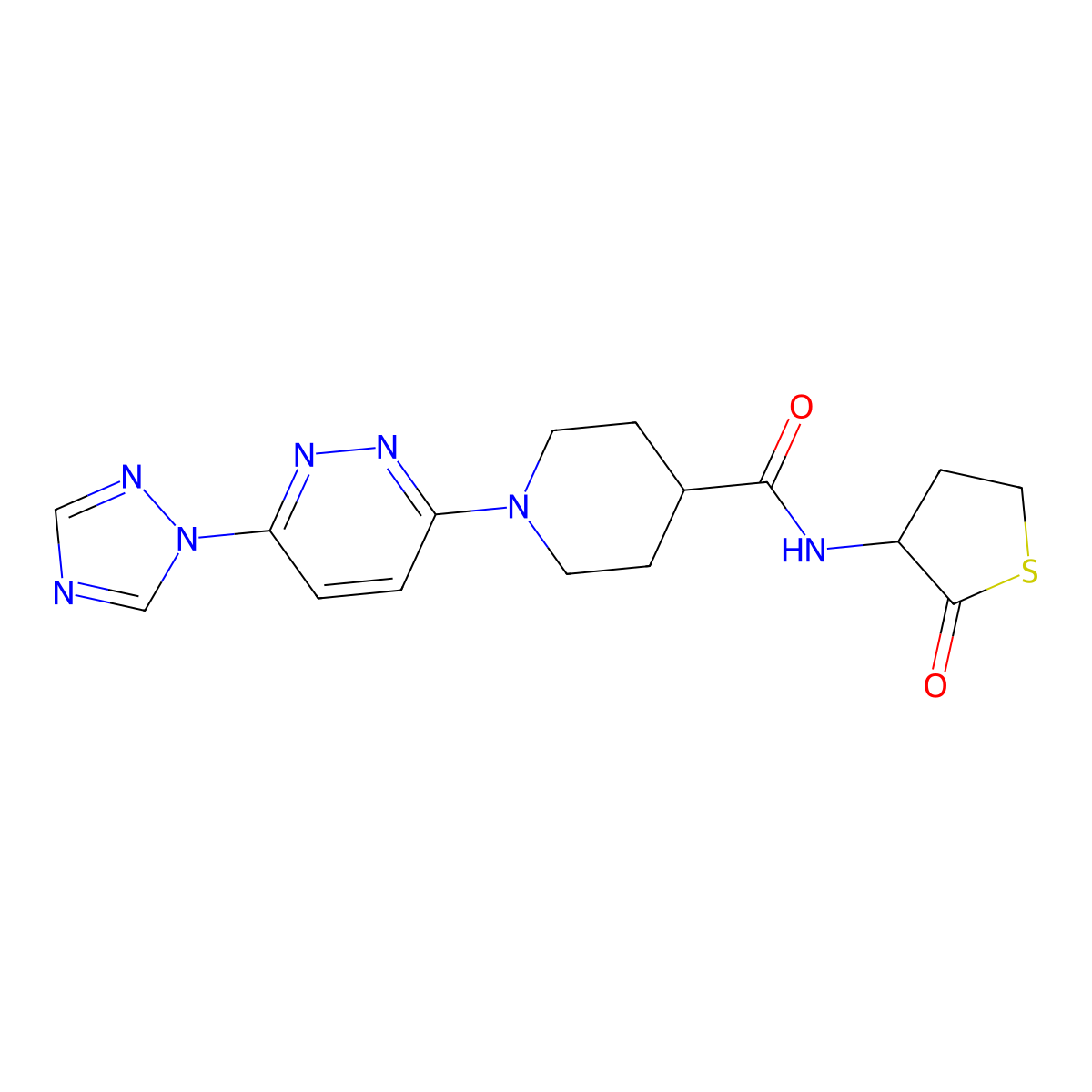 1-(6-(1H-1,2,4-triazol-1-yl)pyridazin-3-yl)-N-(2-oxotetrahydrothiophen-3-yl)piperidine-4-carboxamide molecular structure, CAS 1797889-81-6