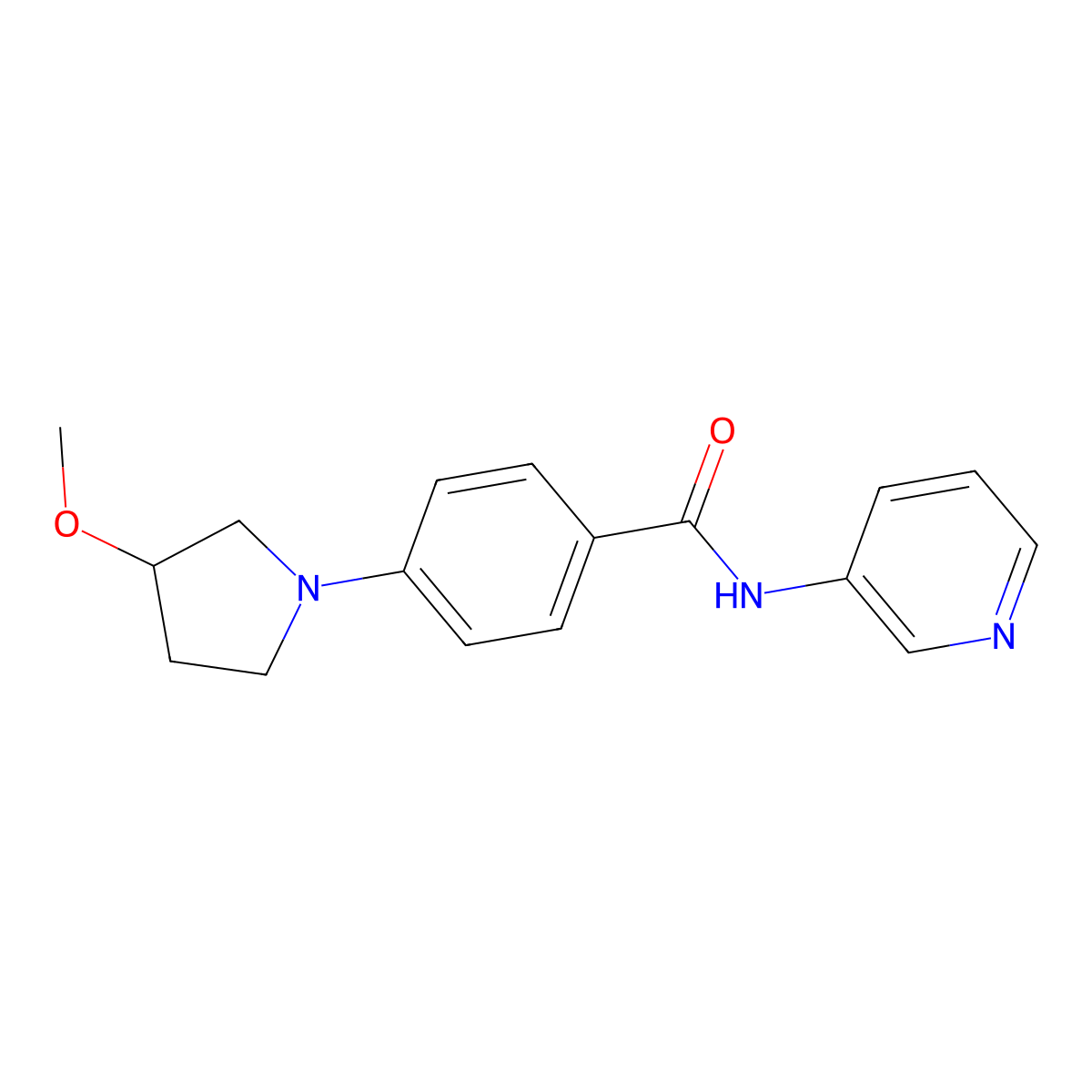 4-(3-methoxypyrrolidin-1-yl)-N-(pyridin-3-yl)benzamide molecular structure, CAS 1797889-85-0