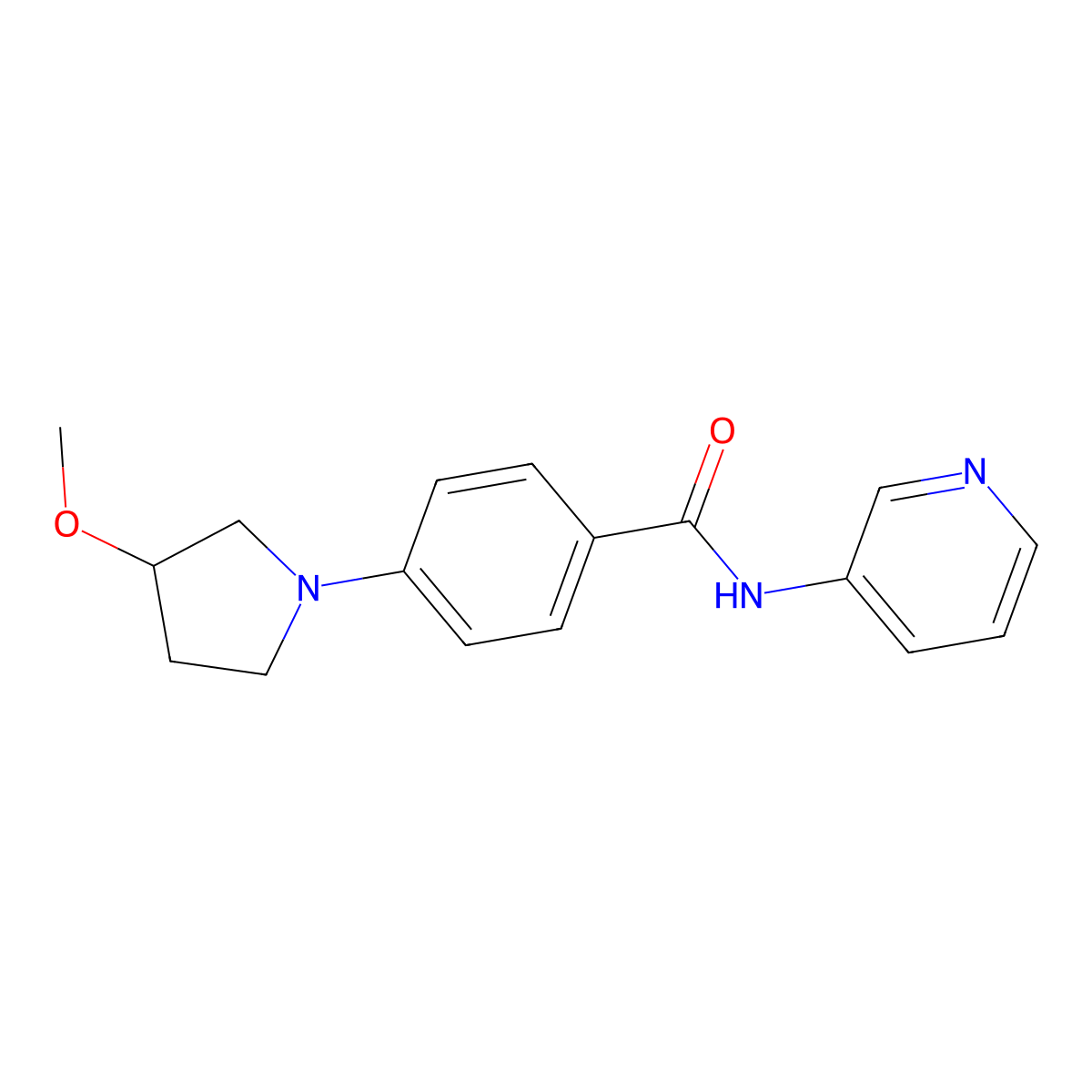 4-(3-methoxypyrrolidin-1-yl)-N-(pyridin-3-yl)benzamide molecular structure, CAS 1797889-85-0