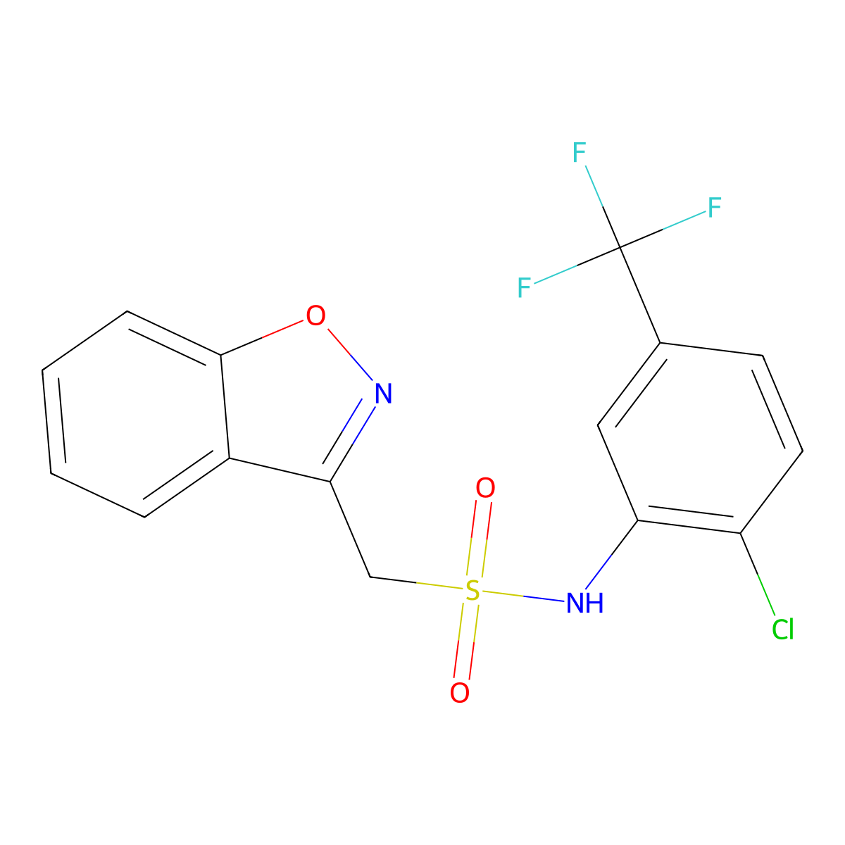 1-(benzo[d]isoxazol-3-yl)-N-(2-chloro-5-(trifluoromethyl)phenyl)methanesulfonamide molecular structure, CAS 1797889-88-3