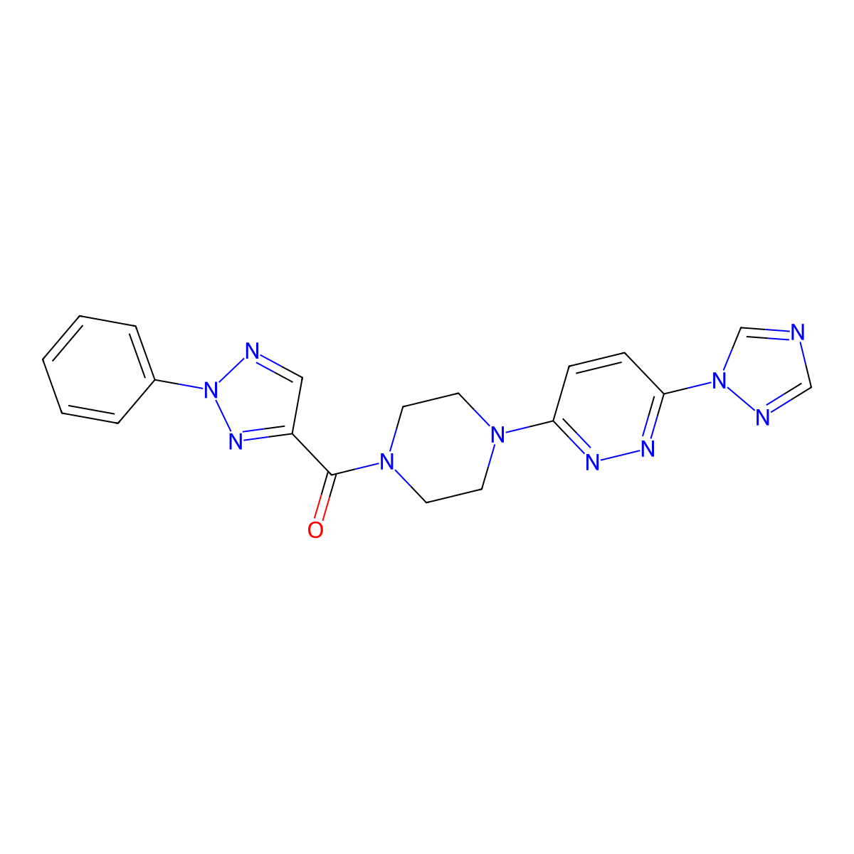 (4-(6-(1H-1,2,4-triazol-1-yl)pyridazin-3-yl)piperazin-1-yl)(2-phenyl-2H-1,2,3-triazol-4-yl)methanone molecular structure, CAS 1797890-05-1