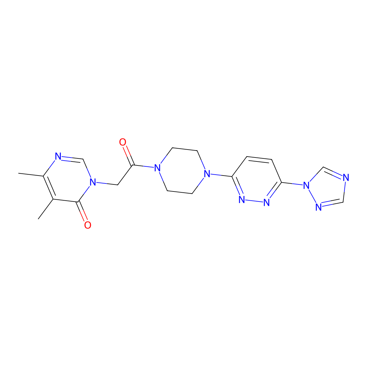 3-(2-(4-(6-(1H-1,2,4-triazol-1-yl)pyridazin-3-yl)piperazin-1-yl)-2-oxoethyl)-5,6-dimethylpyrimidin-4(3H)-one molecular structure, CAS 1797890-18-6