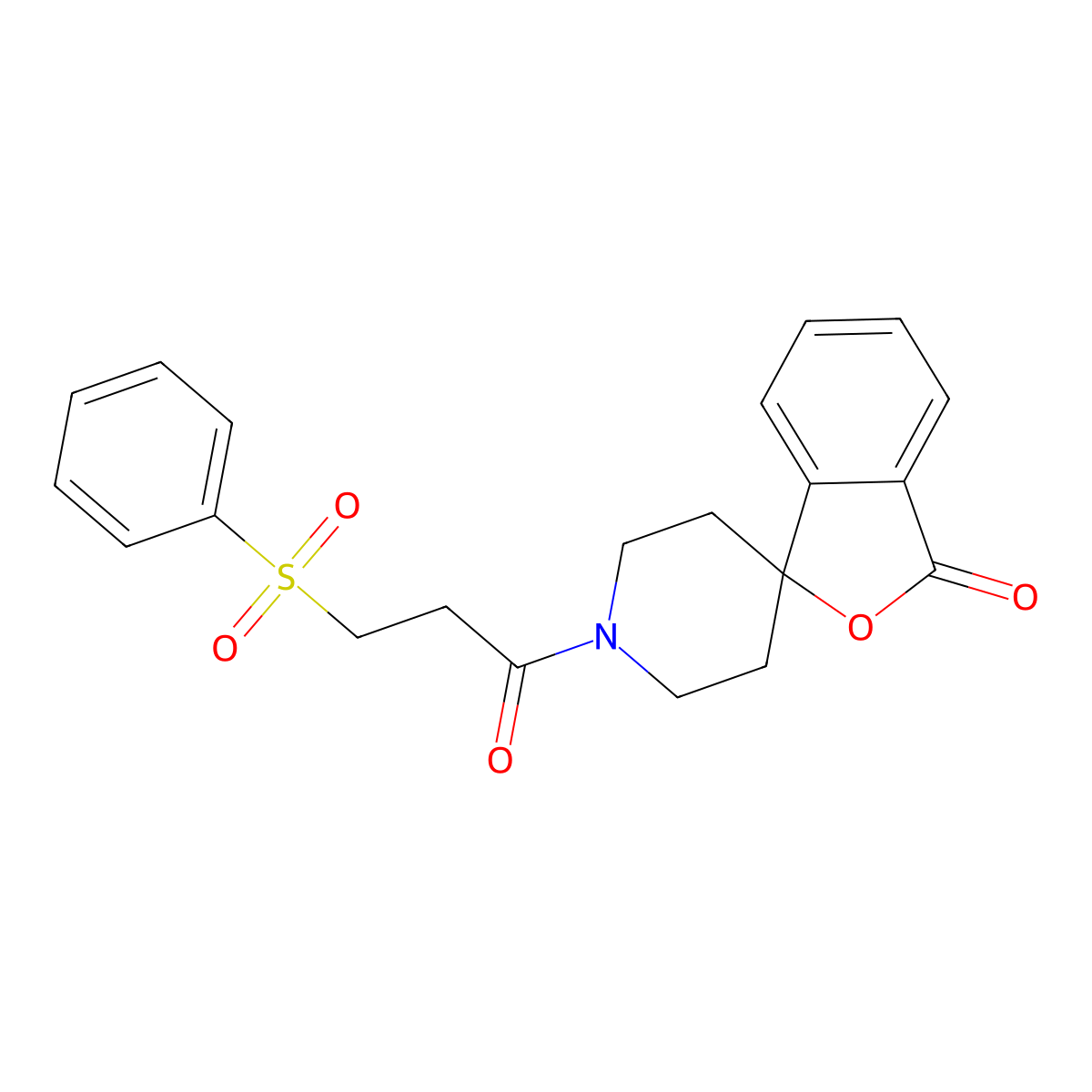 1'-(3-(phenylsulfonyl)propanoyl)-3H-spiro[isobenzofuran-1,4'-piperidin]-3-one molecular structure, CAS 1797890-19-7